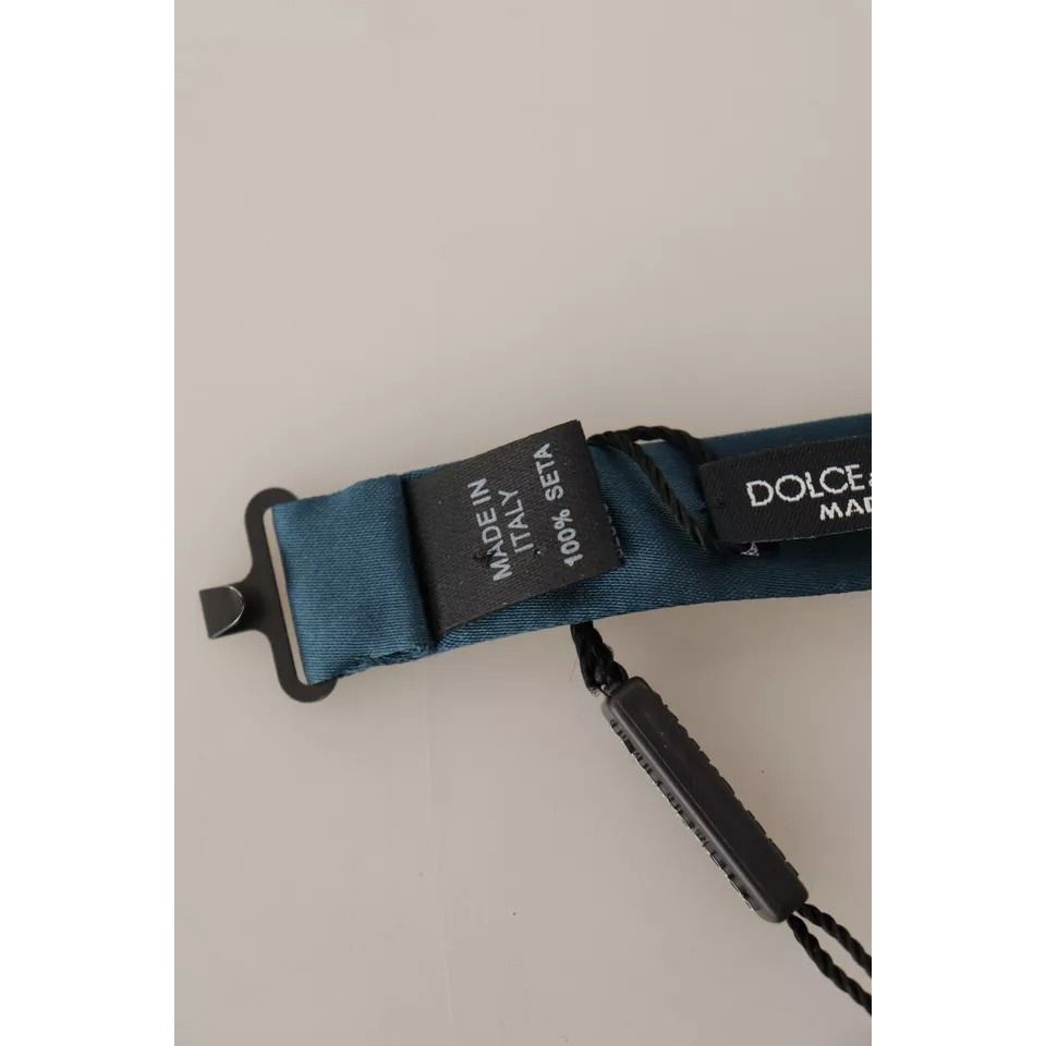 Dolce & Gabbana Blue 100% Silk Adjustable Neck Bow Tie Mens