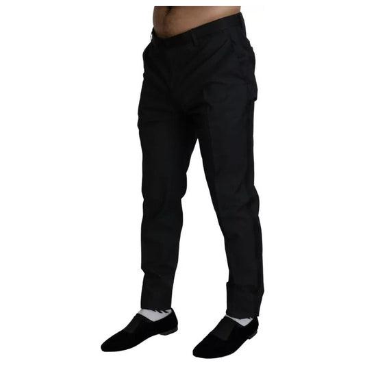 Dolce & Gabbana Blue Skinny Dress Wool Silk Pants