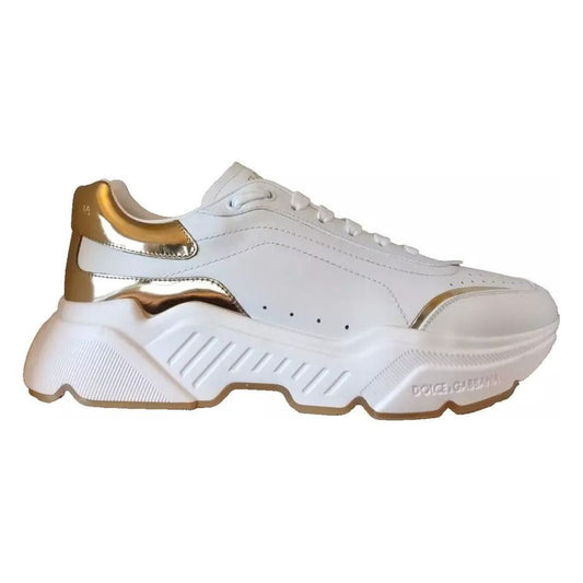 Dolce & Gabbana White Gold DAYMASTER Leather Sneakers Men Shoes MV4301-40
