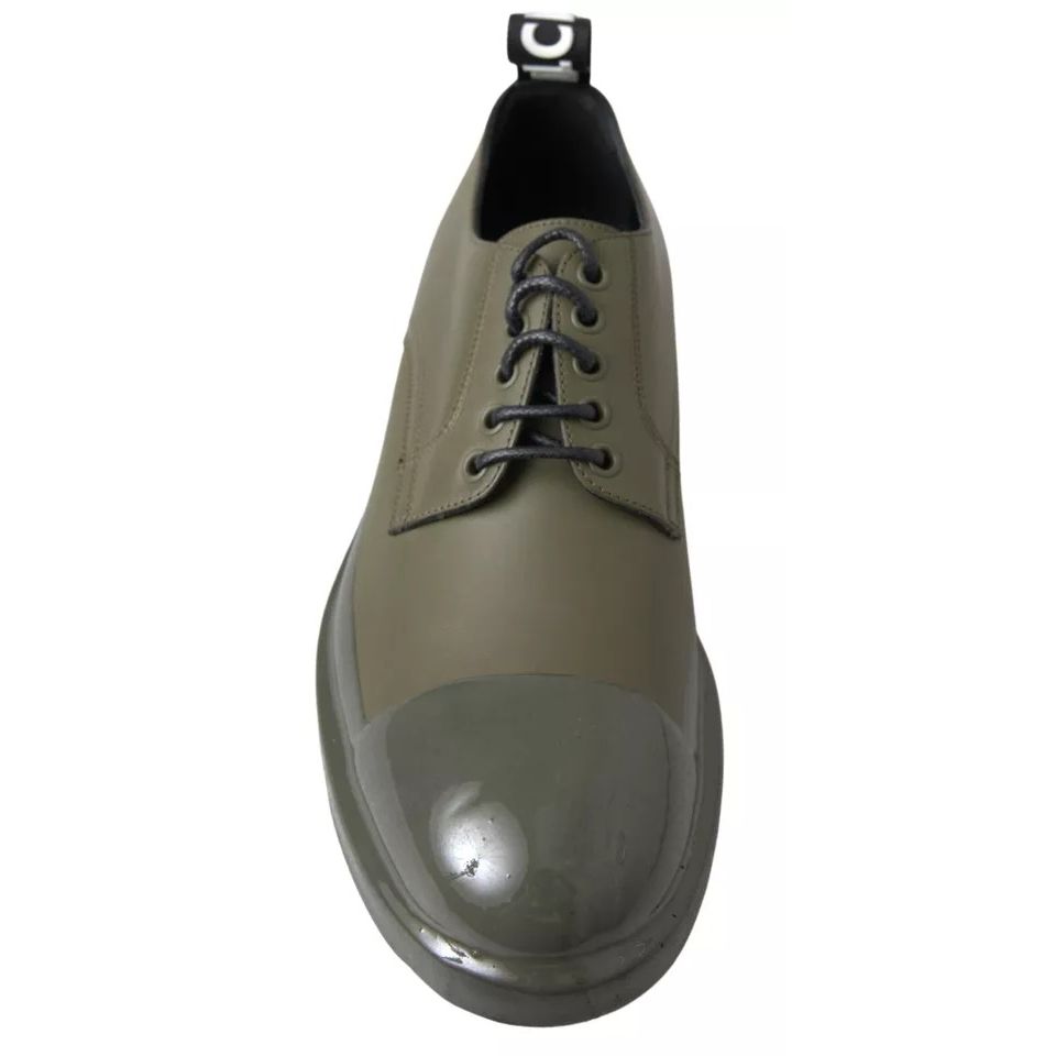 Dolce & Gabbana Green Leather Rubber Sole Dress Shoes
