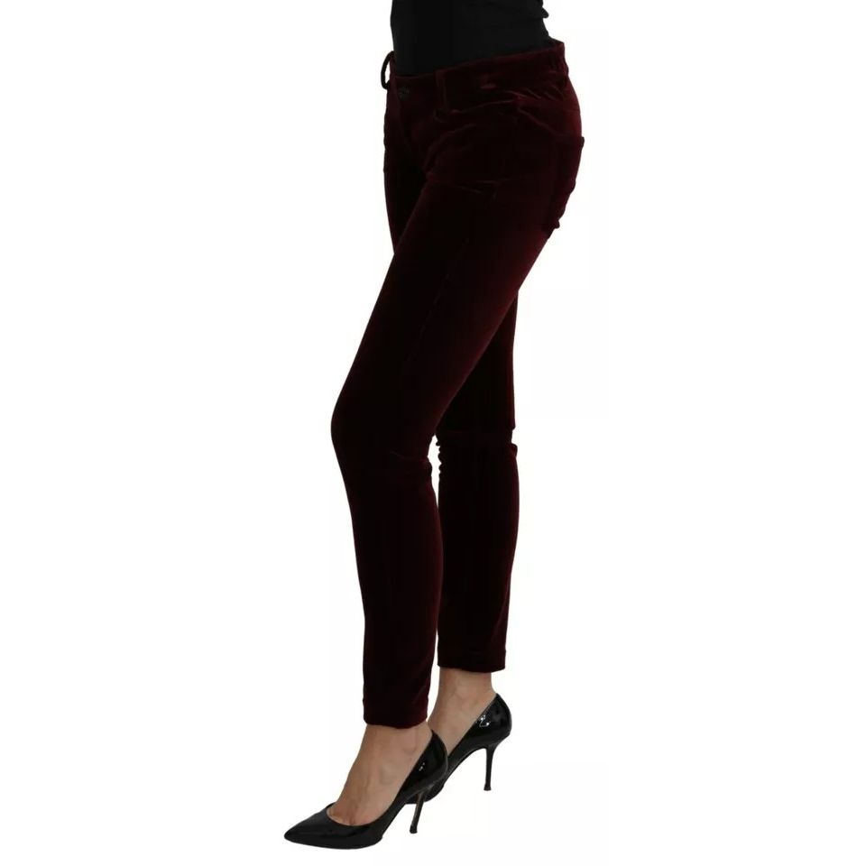 Dolce & Gabbana Bordeaux Velvet Stretch Slim Fit Pants