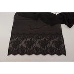 Dolce & Gabbana Brown Silk Wrap Shawl Floral Lace Scarf