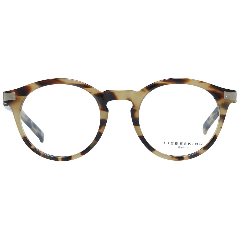 Liebeskind Brown Plastic Frames with clip-on feature, measuring 46/22/137 mm. Unisex tortoiseshell design, stylish eyewear choice.