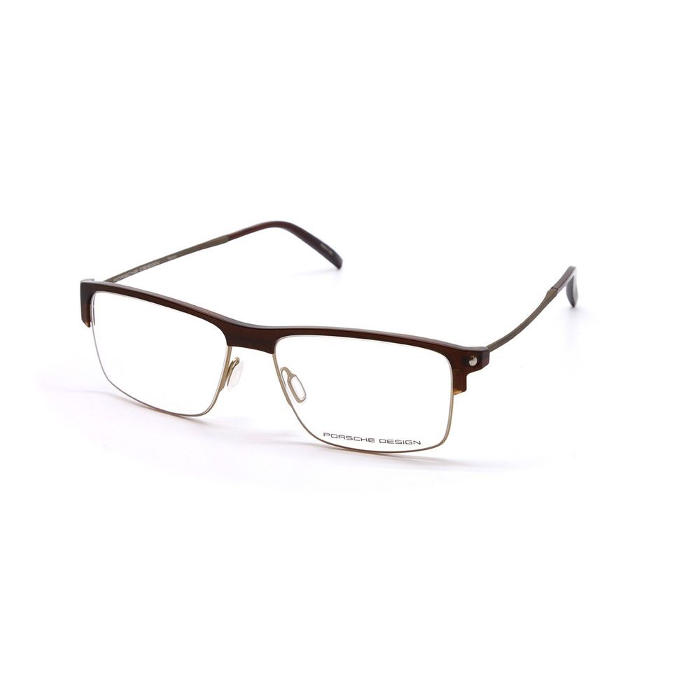 Porsche Brown Metal Frames - Glasses P8361-B with 55716/145mm dimensions, made in Italy. Sleek metal frame in brown color for men.