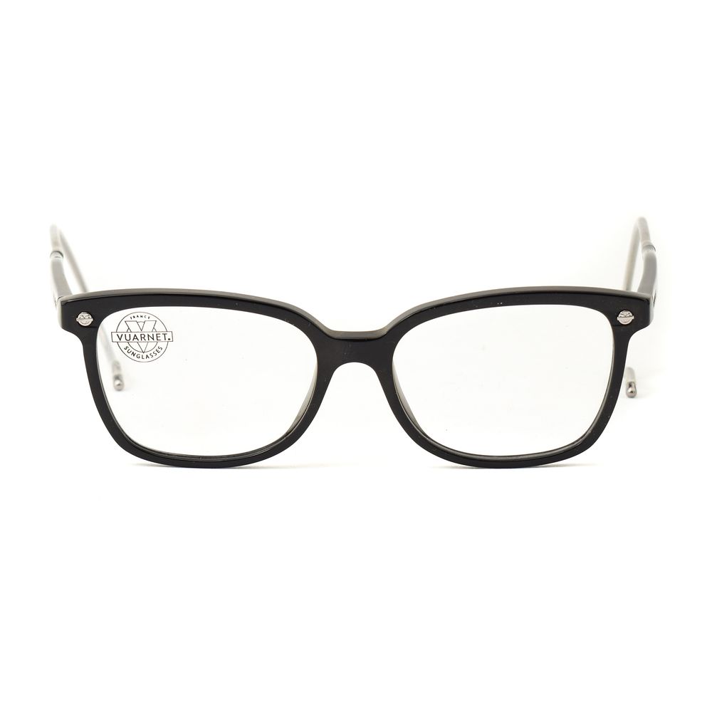 Vuarnet Black Acetate Frames for women, VL15130001, with flexible pin-optique design, 50/17/110 mm dimensions in classic black color.