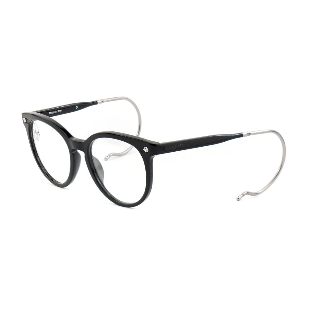 Vuarnet Black Acetate Frames with round lenses and silver temples, style VL15140001, measurements 50/18/110 mm for women.
