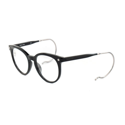 Vuarnet Black Acetate Frames with round lenses and silver temples, style VL15140001, measurements 50/18/110 mm for women.
