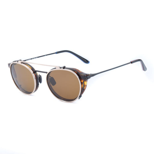 Vuarnet Black Stainless Steel Frames with Clip-On, 54/17/145mm, brown lenses, optique style sunglasses.