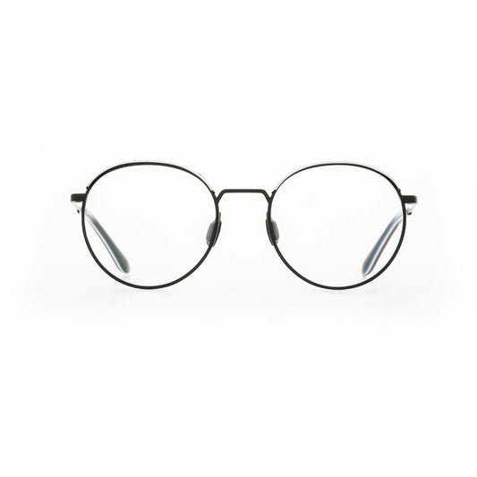 Vuarnet Black Stainless Steel Frames with round lenses and a minimalist design, measurements 55/17/145mm, stylish eyewear for men.
