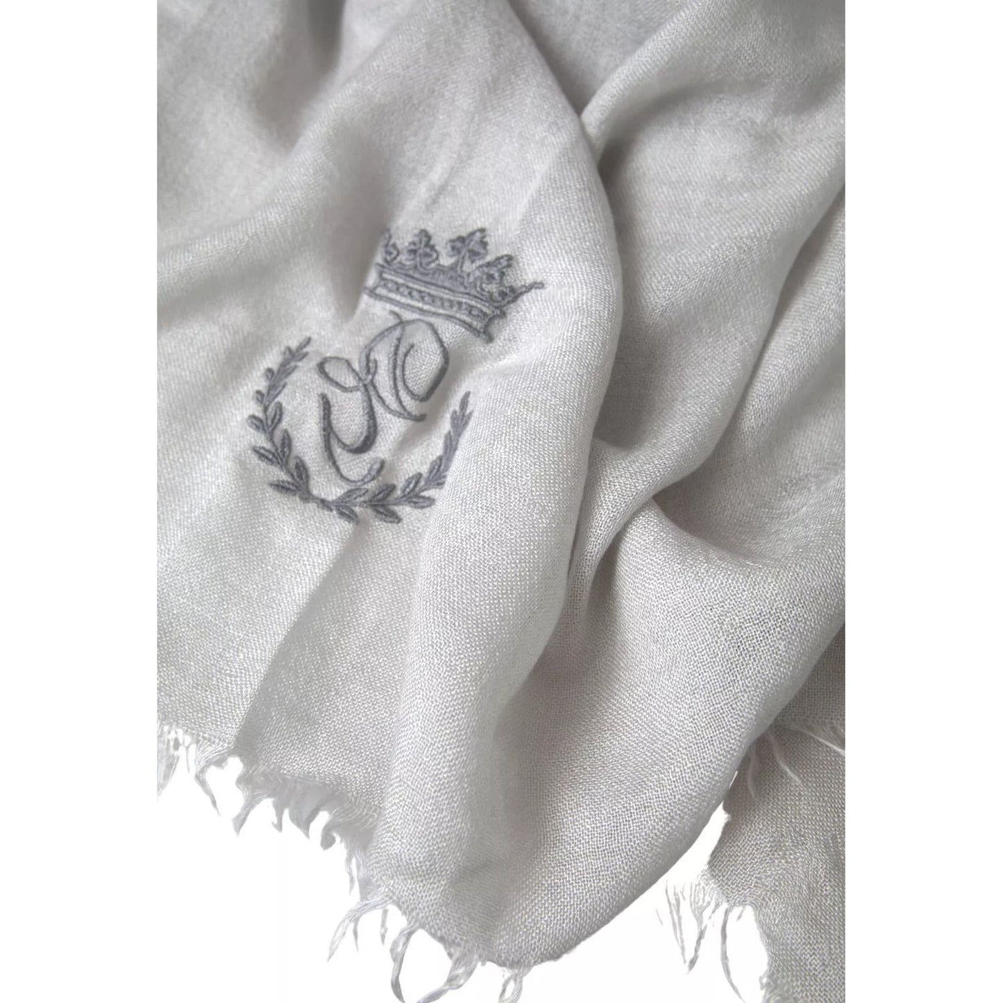 Dolce & Gabbana Gray Cashmere Wrap Shawl Fringe Scarf MS7054