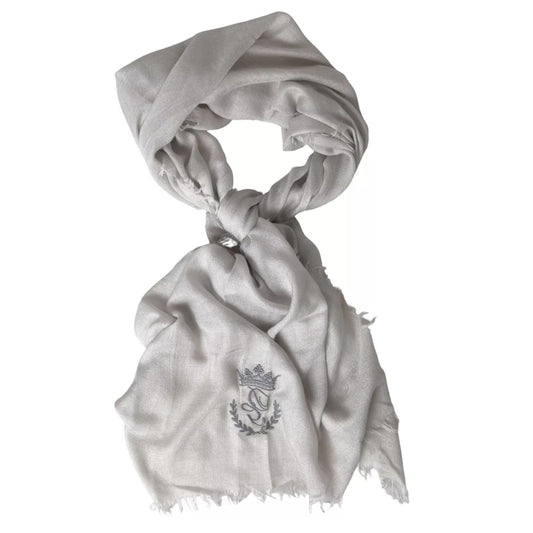 Dolce & Gabbana Gray Cashmere Wrap Shawl Fringe Scarf