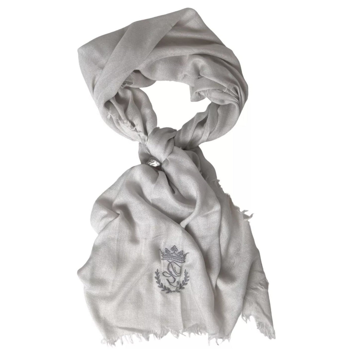 Dolce & Gabbana Gray Cashmere Wrap Shawl Fringe Scarf MS7054