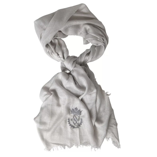 Dolce & Gabbana Gray Cashmere Wrap Shawl Fringe Scarf MS7054