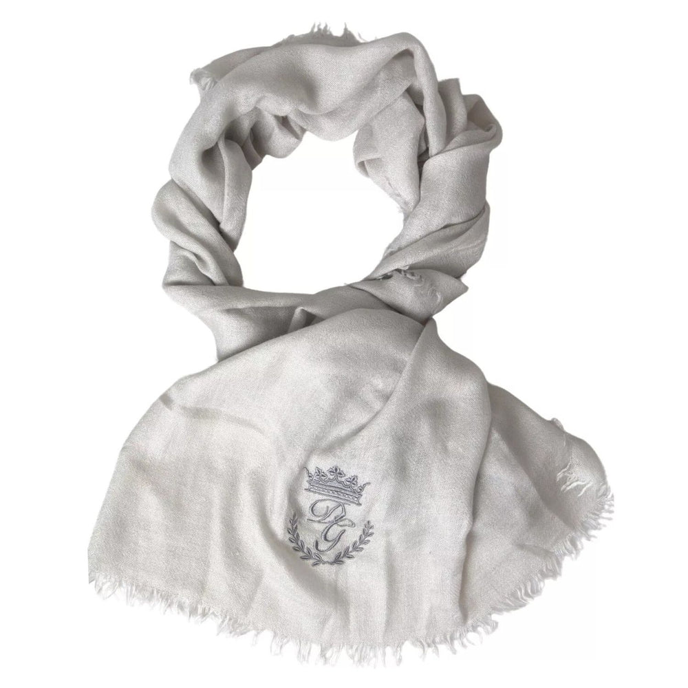 Dolce & Gabbana Gray Cashmere Wrap Shawl Fringe Scarf MS7060