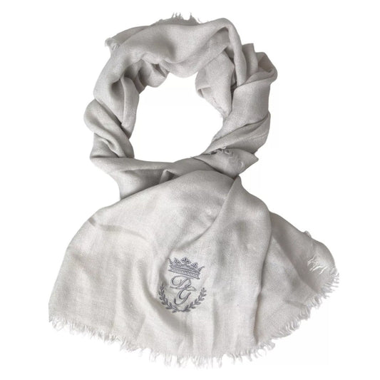 Dolce & Gabbana Gray Cashmere Wrap Shawl Fringe Scarf MS7060