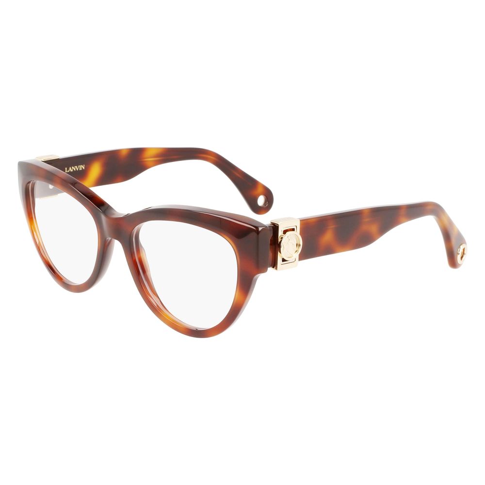 Lanvin Brown Acetate Frames, women's glasses model LNV2626-214 in tortoiseshell design with gold accents, size 52/17/140 mm.