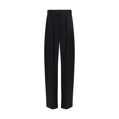 Khaite Black Viscose Casual Pants