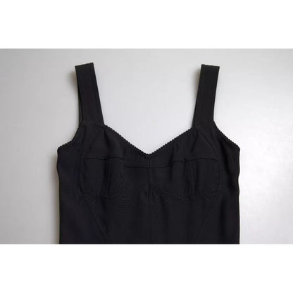 Dolce & Gabbana Black Sleeveless A-line Pleated Midi Dress