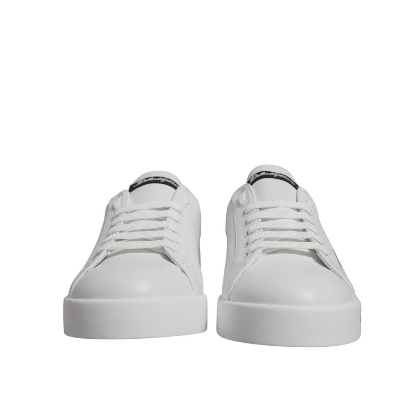 Dolce & Gabbana White Black Logo Portofino Sneaker Shoes
