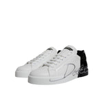 Dolce & Gabbana White Black Logo Portofino Sneaker Shoes