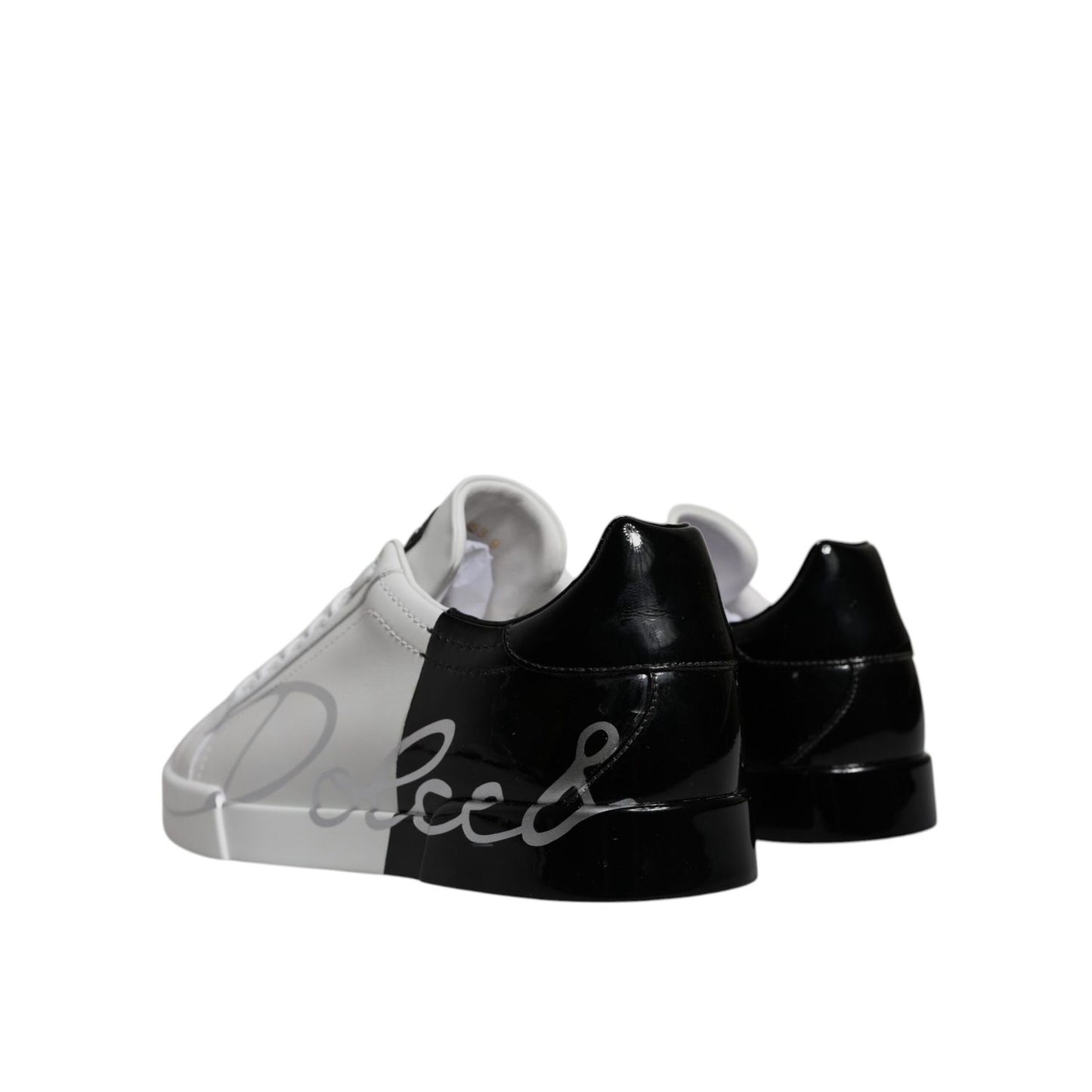 Dolce & Gabbana White Black Logo Portofino Sneaker Shoes