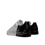 Dolce & Gabbana White Black Logo Portofino Sneaker Shoes