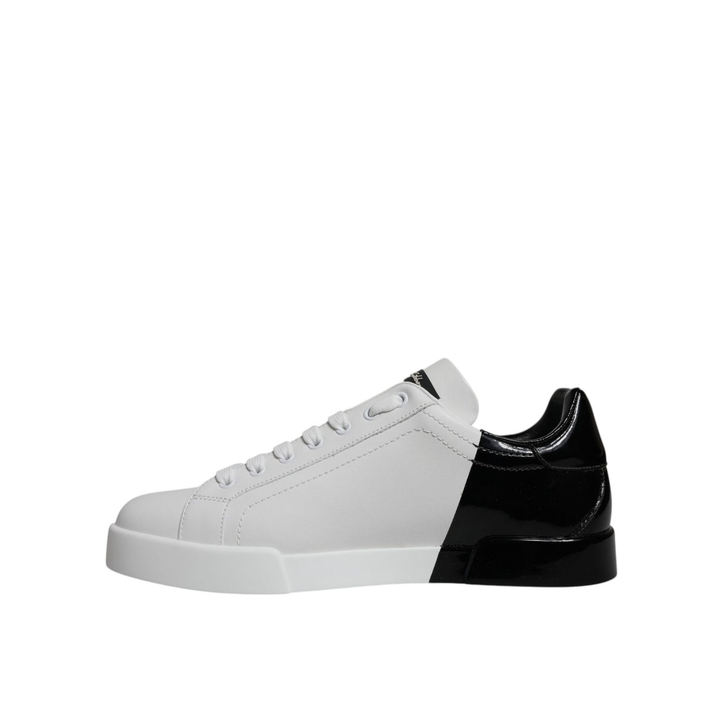 Dolce & Gabbana White Black Logo Portofino Sneaker Shoes