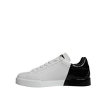 Dolce & Gabbana White Black Logo Portofino Sneaker Shoes