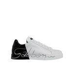 Dolce & Gabbana White Black Logo Portofino Sneaker Shoes