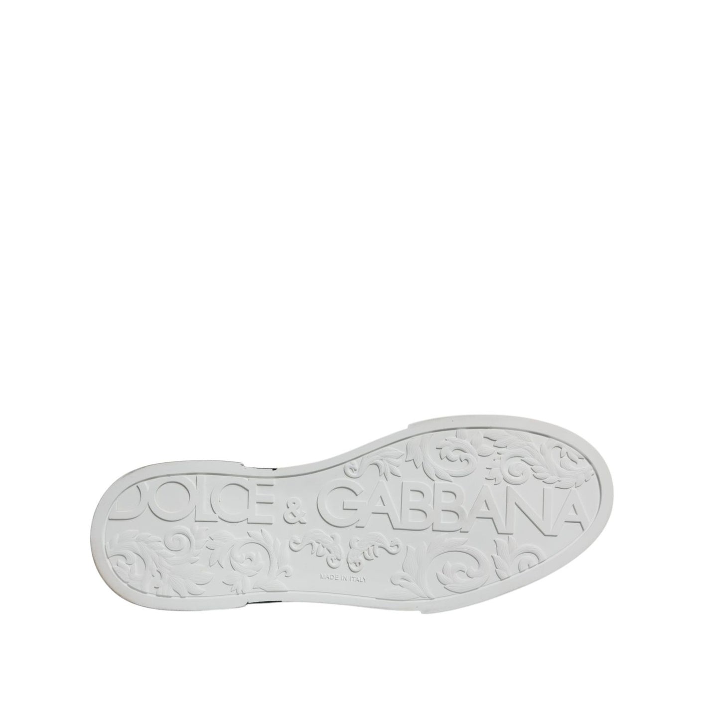 Dolce & Gabbana White Black Logo Portofino Sneaker Shoes