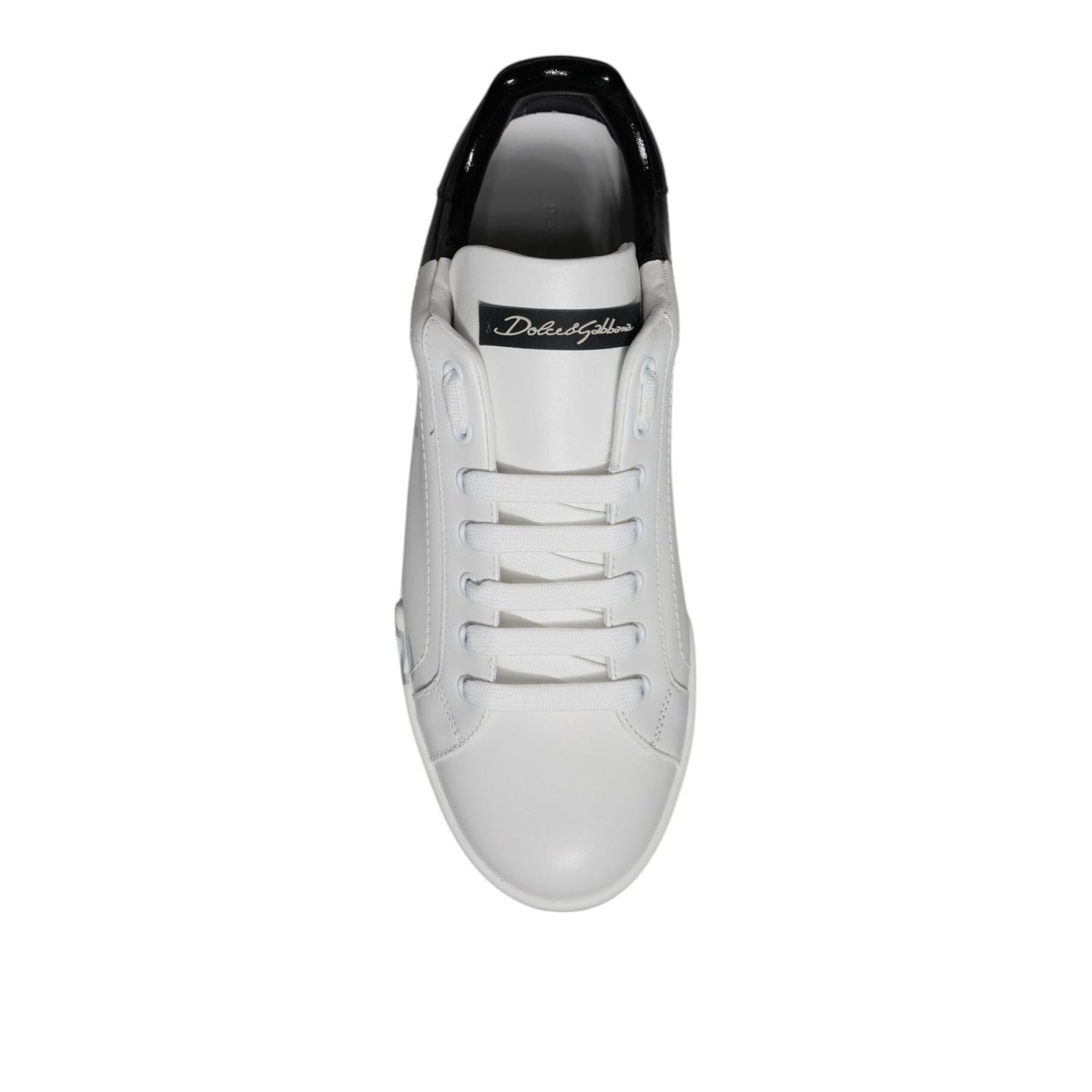 Dolce & Gabbana White Black Logo Portofino Sneaker Shoes
