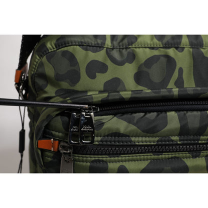 Dolce & Gabbana Green Polyester Leopard Print Shell Messenger Bag