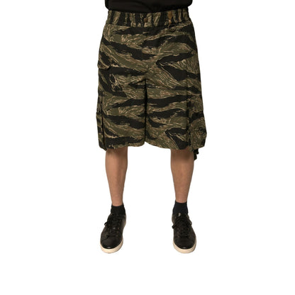 Dolce & Gabbana Black Gold Patterned Cotton Bermuda Shorts