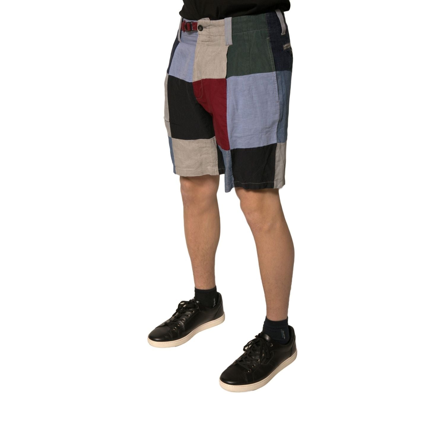 Dolce & Gabbana Multicolor Patchwork Linen Men Chino Shorts