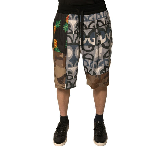 Dolce & Gabbana Multicolor Patchwork Linen Bermuda Shorts