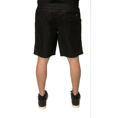 Dolce & Gabbana Black Polyester Jersey Mid Waist Shorts