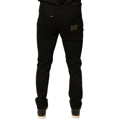 Dolce & Gabbana Black Logo Cotton Stretch Skinny Denim Jeans