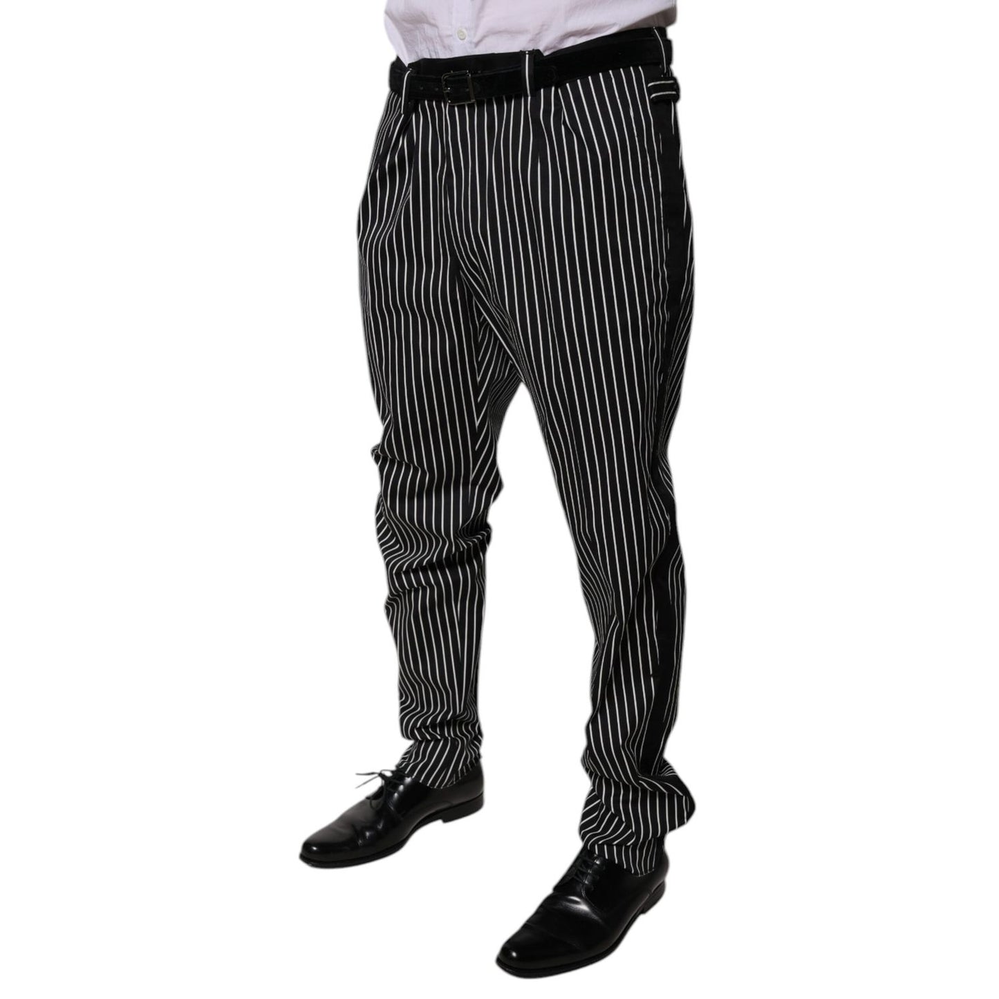 Dolce & Gabbana Black Stripes Skinny Dress Pants
