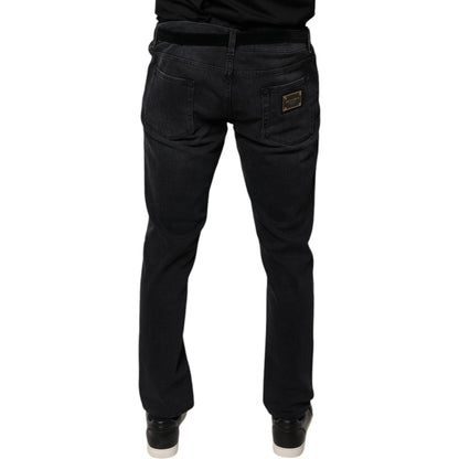 Dolce & Gabbana Black Logo Cotton Stretch Skinny Denim Jeans