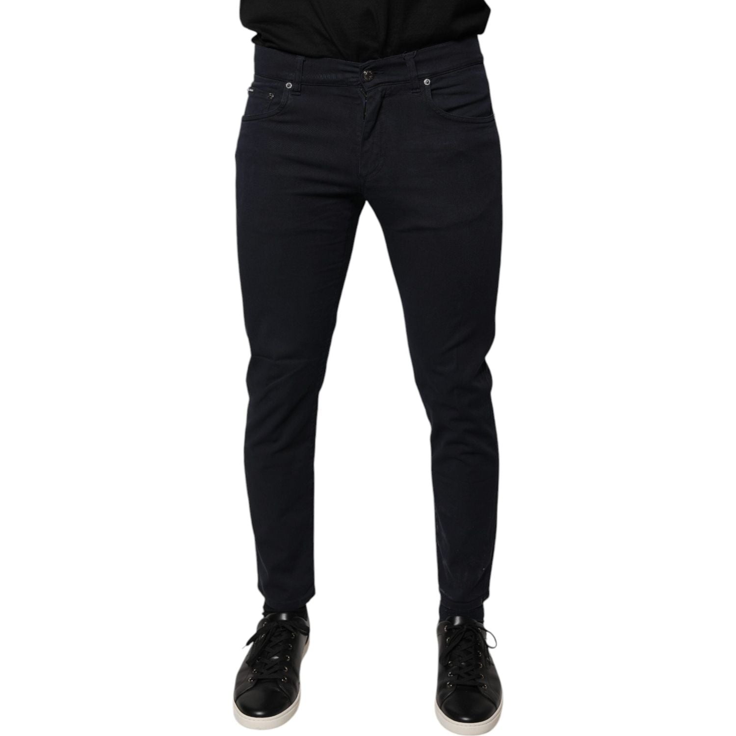 Dolce & Gabbana Black Logo Cotton Stretch Skinny Denim Jeans