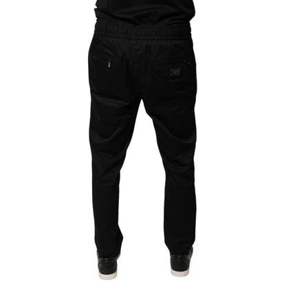 Dolce & Gabbana Black Cotton Stretch Skinny Sweatpants Pants