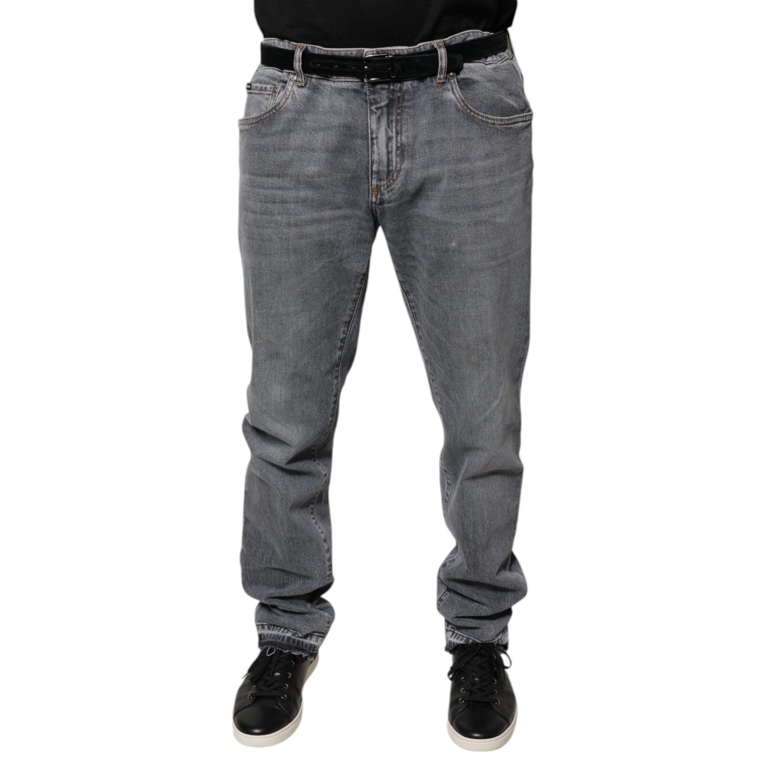 Dolce & Gabbana Gray Logo Cotton Stretch Skinny Denim Jeans