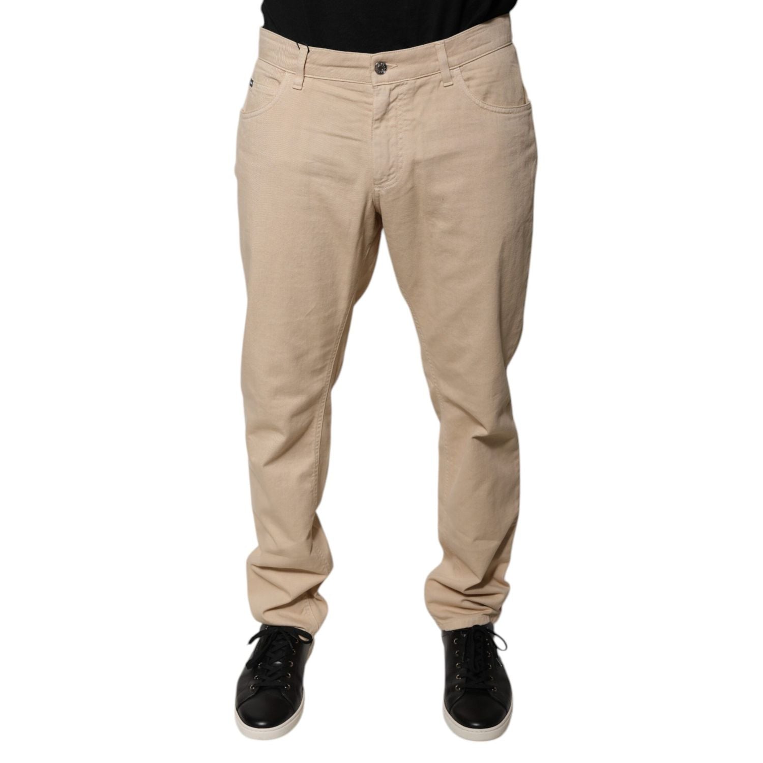 Dolce & Gabbana Beige Cotton Mid Waist Skinny Denim Jeans