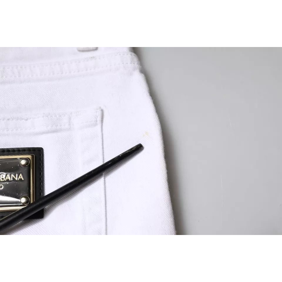 Dolce & Gabbana Black White Logo Cotton Skinny Denim Jeans