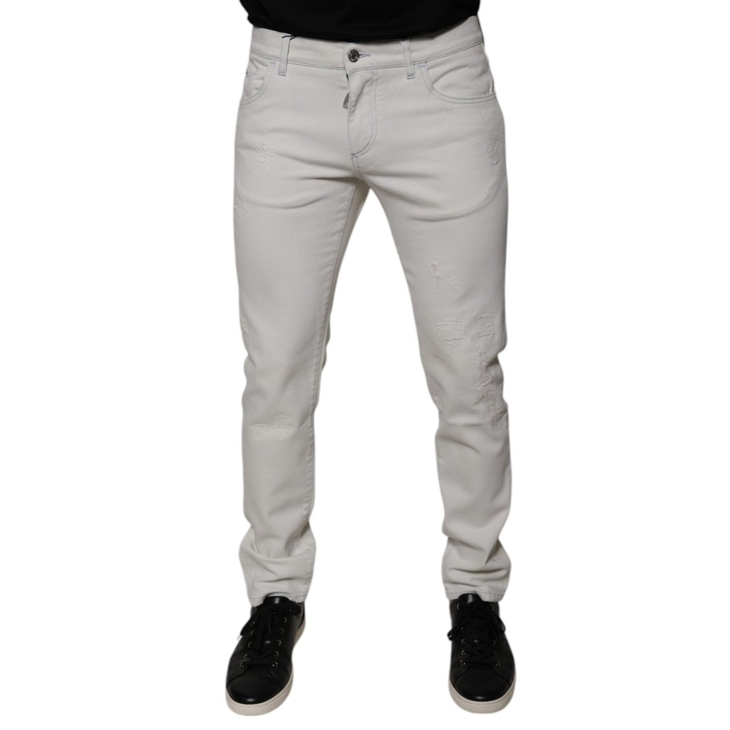 Dolce & Gabbana White Cotton Skinny Denim Jeans