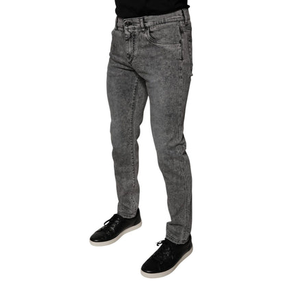 Dolce & Gabbana Gray Washed Cotton Skinny Denim Jeans
