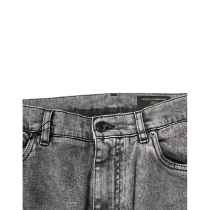 Dolce & Gabbana Gray Washed Cotton Skinny Denim Jeans