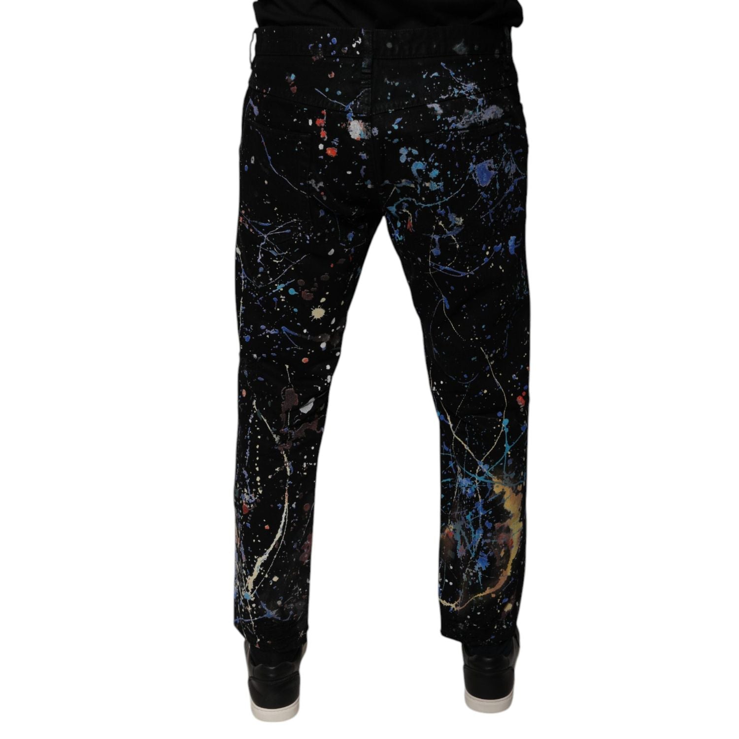 Dolce & Gabbana Black Color Splash Cotton Skinny Denim Jeans