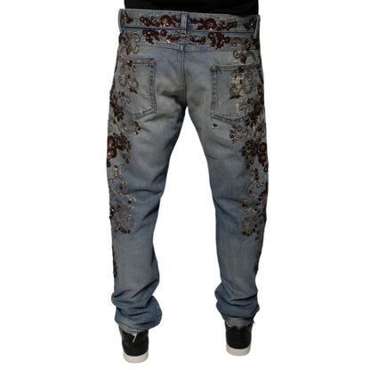 Dolce & Gabbana Light Blue Embroidered Skinny Denim Jeans