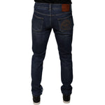 Dolce & Gabbana Dark Blue Cotton Logo Skinny Denim Jeans